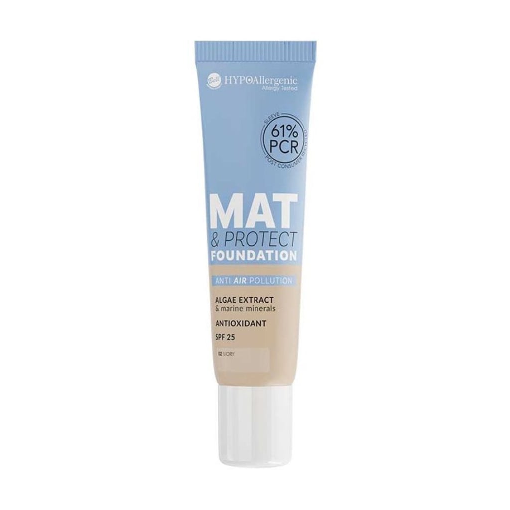 Тональна основа для обличчя Bell HypoAllergenic Mat &amp; Protect Foundation, SPF 25, 02 Ivory, 30 г